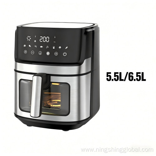 Smart Visible Air Fryer (5.5L-6.5L, Stainless Steel, Digital, Oil-Free, English/Spanish)